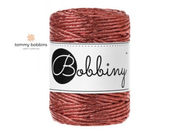 Bobbiny Macrame Cord 3mm, Metallic Copper, 50m, Single Twist Macrame String, Twisted Cotton Rope, Macrame Cord UK, Cotton Yarn, Bobbiny UK