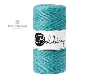 Bobbiny Macrame Cord 3mm, Teal Blue, 100m, Single Twist Macrame String, Twisted Cotton Rope, Macrame Cord UK, Cotton Yarn, Bobbiny UK