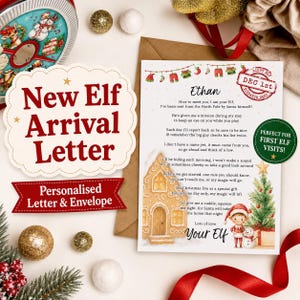 Personalised New Elf Arrival Letter & Envelope | First Visit North Pole Mail