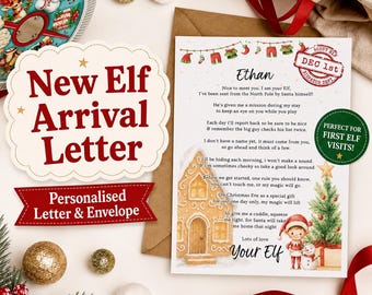 Personalised New Elf Arrival Letter & Envelope | First Visit North Pole Mail