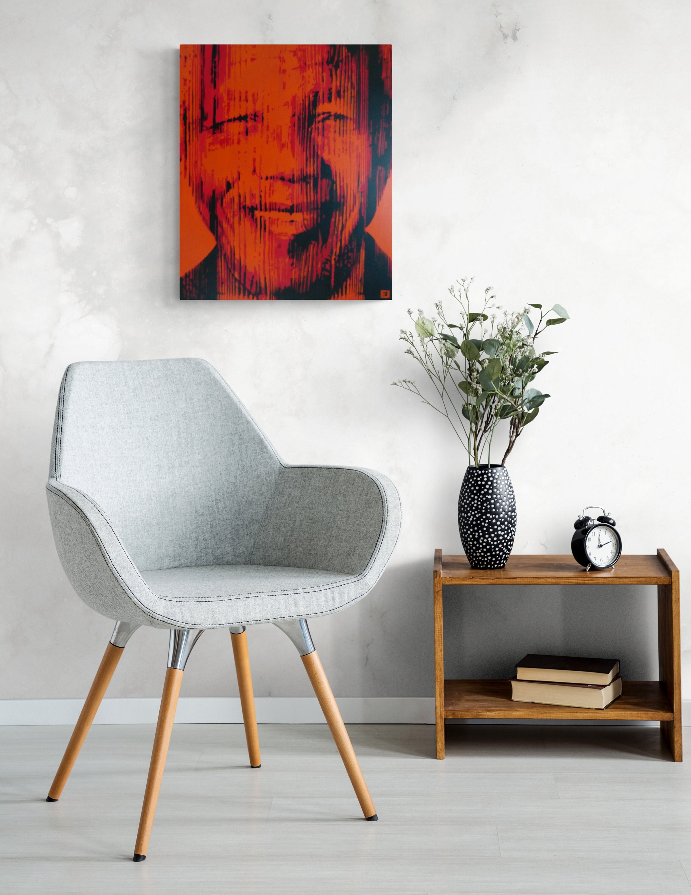 Tableau d'art Décoratif Murale Pochoirs et Peinture Spray Aérosols Nelson Mandela