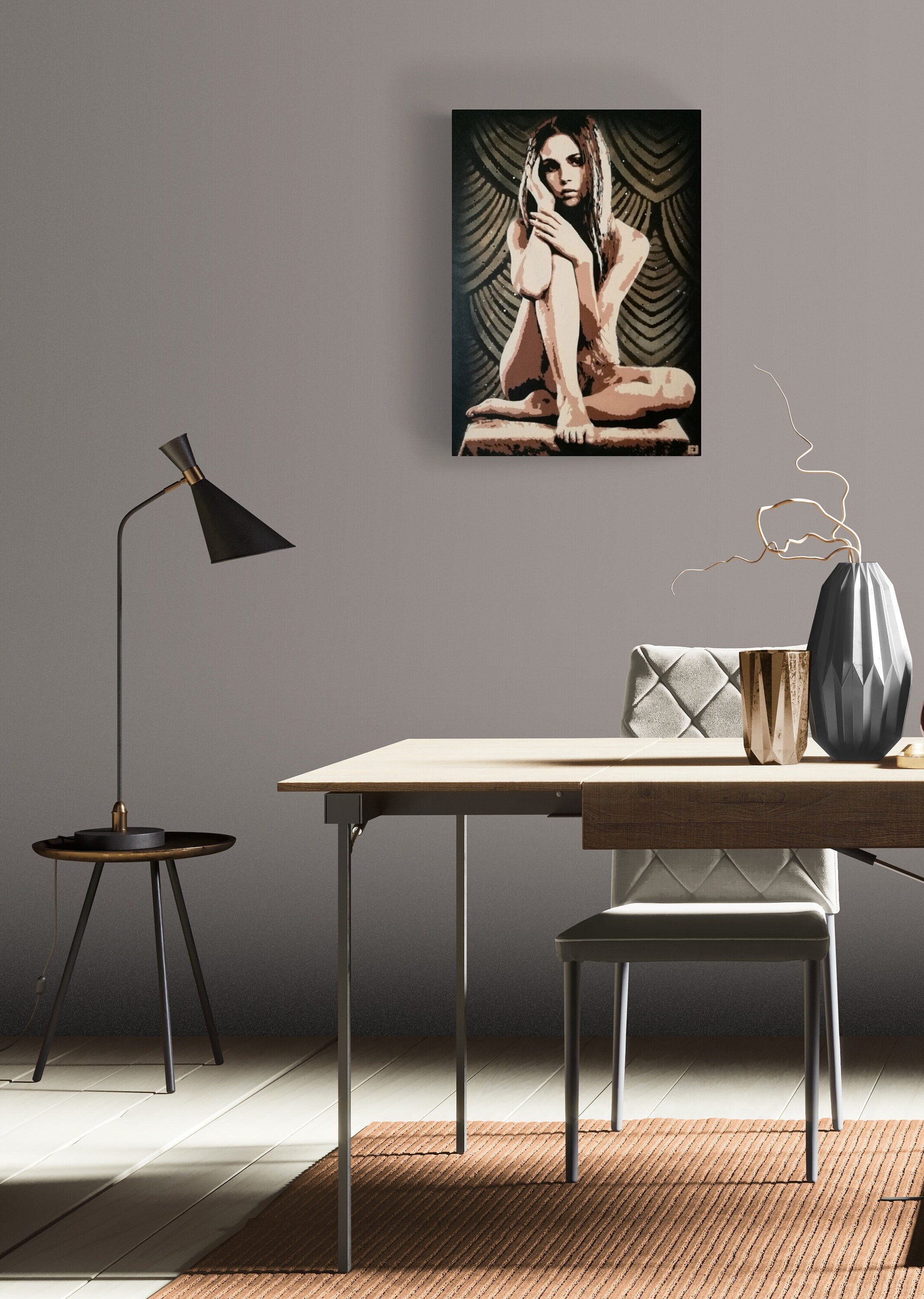 Tableau d'art Décoratif Mural Pochoirs et Peinture Spray Aérosols Pose