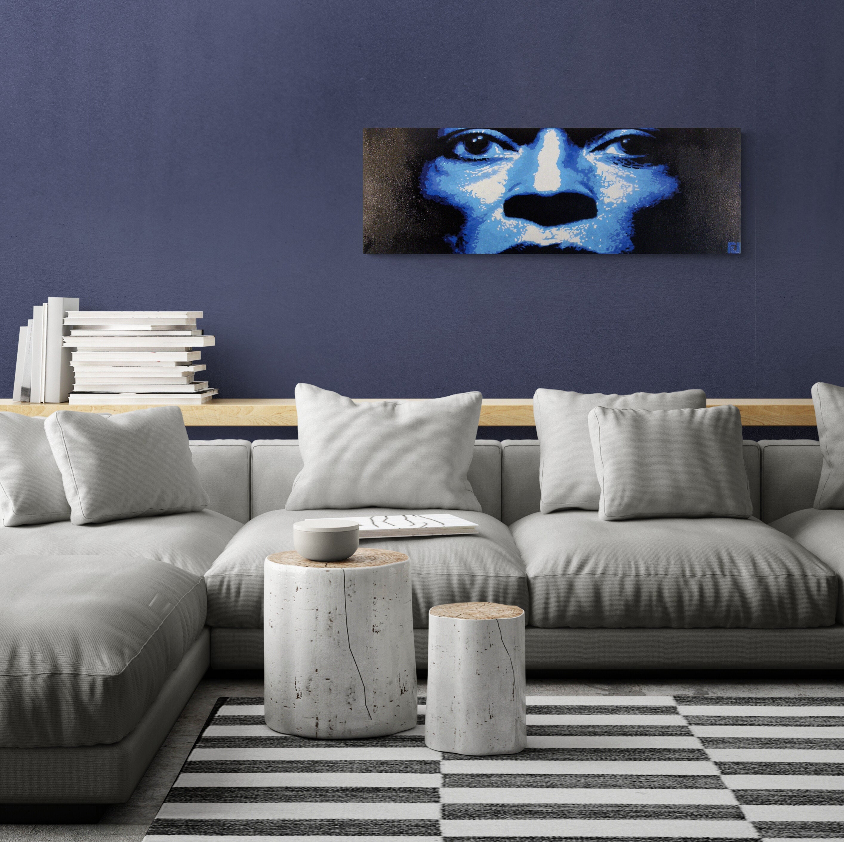 Tableau d'art Décoratif Murale Pochoirs et Peinture Spray Aérosols Miles Davis