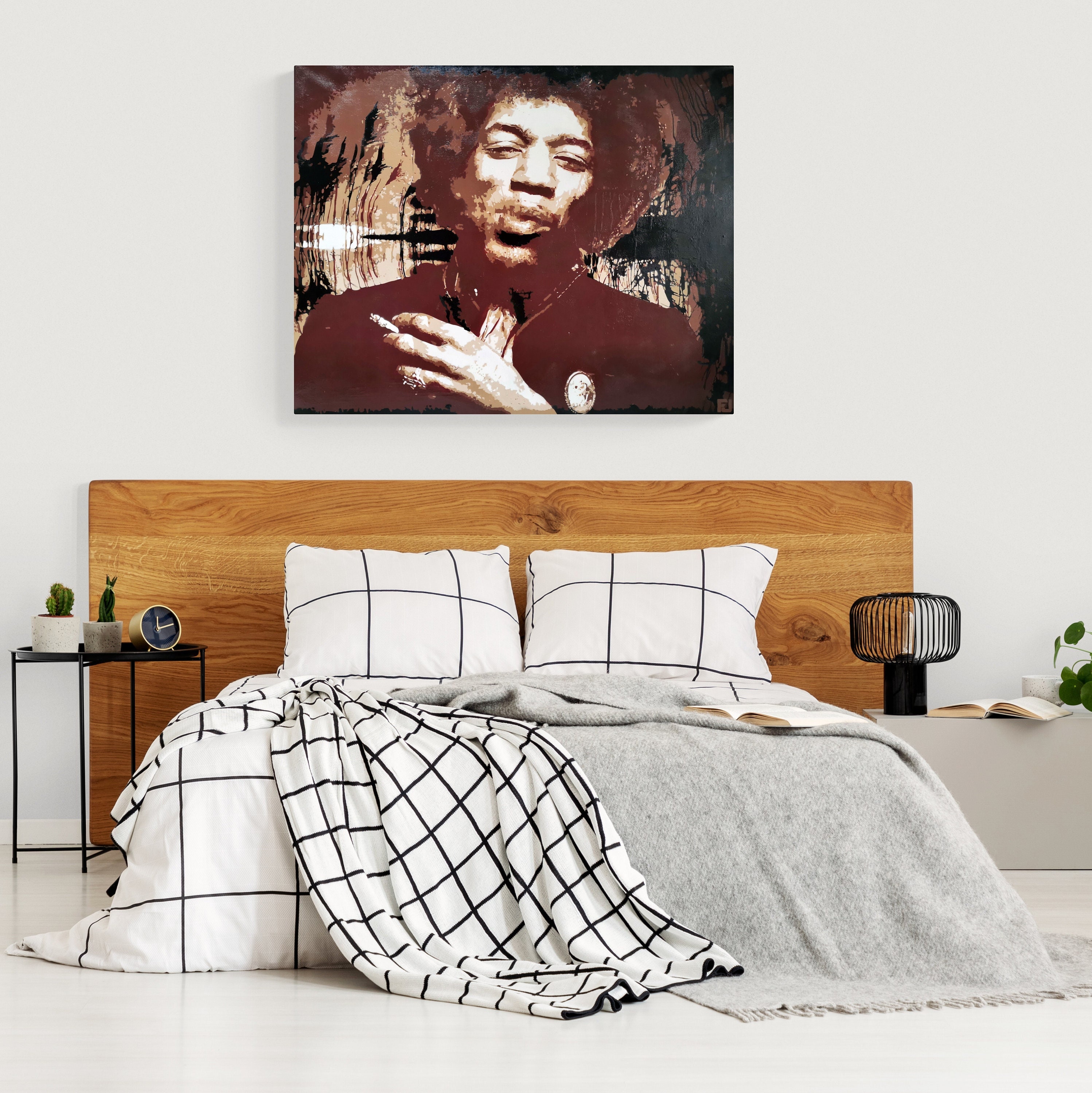 Tableau d'art Décoratif Murale Pochoirs et Peinture Spray Aérosols Jimi Hendrix