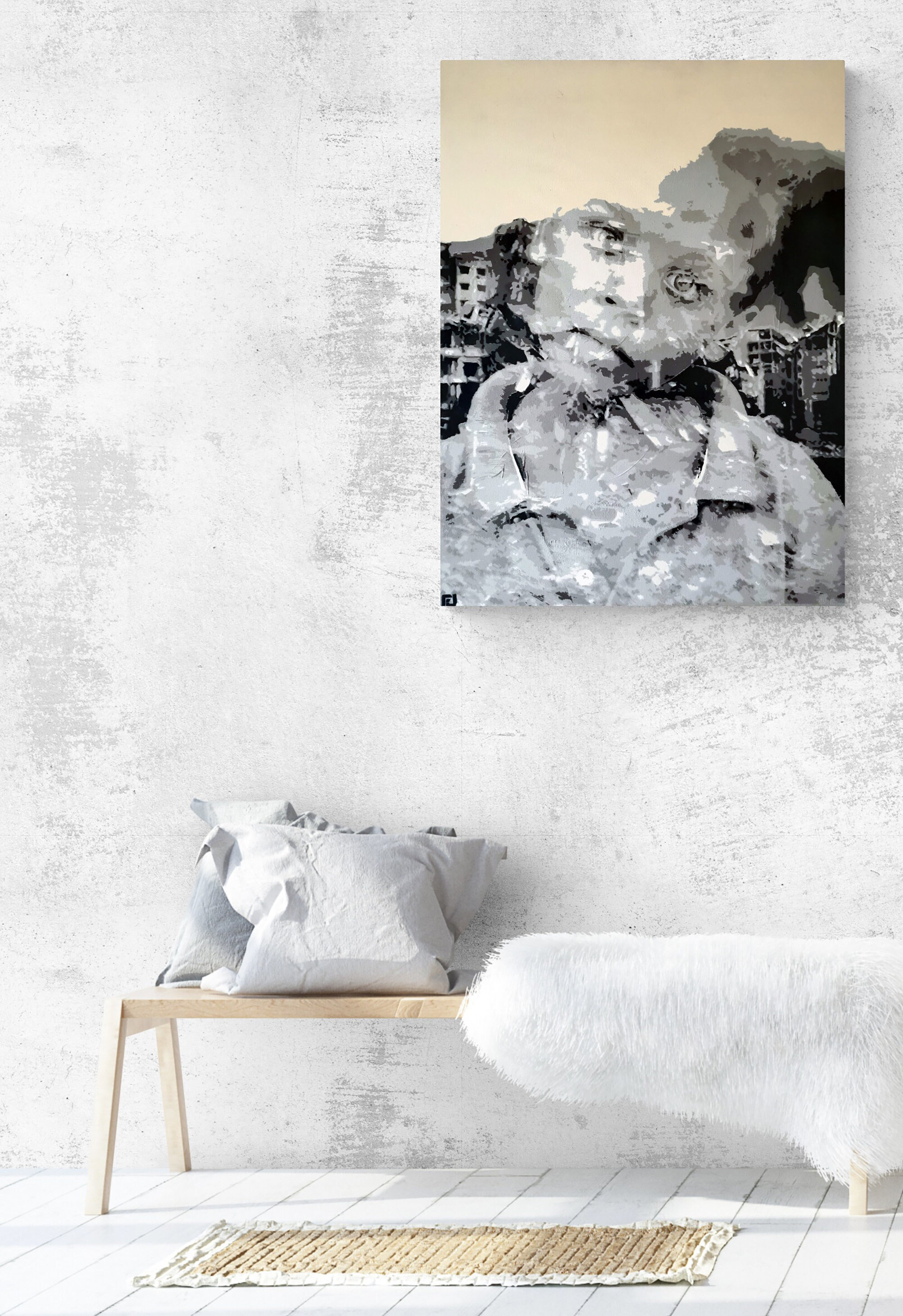 Tableau d'art Décoratif Mural Pochoirs et Peinture Spray Aérosols Sous Les Bombes