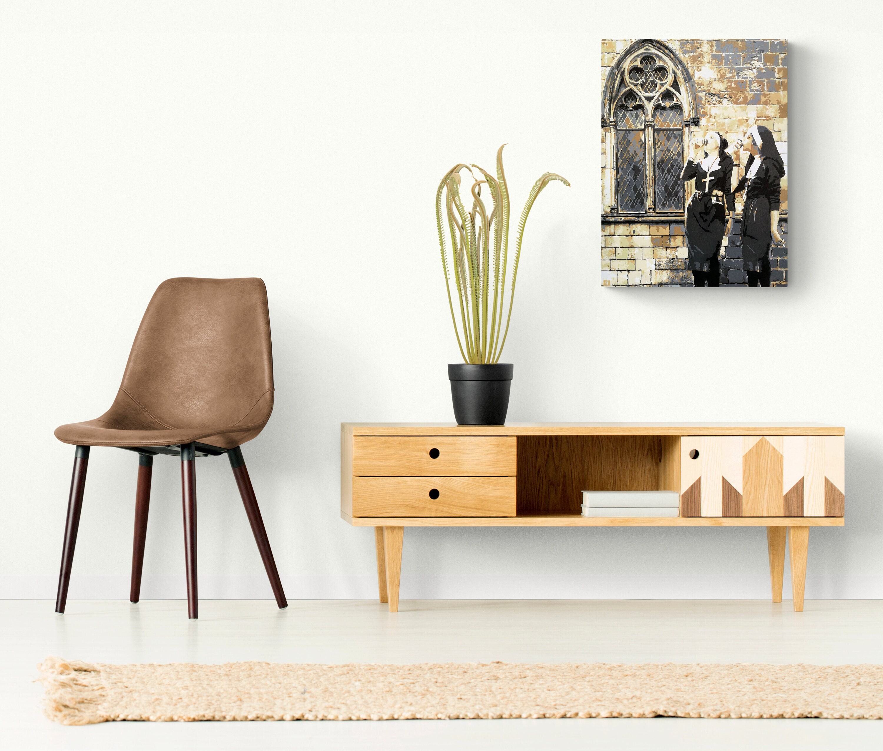 Tableau d'art Décoratif Mural Pochoirs et Peinture Spray Aérosols Religieuses Rebelles