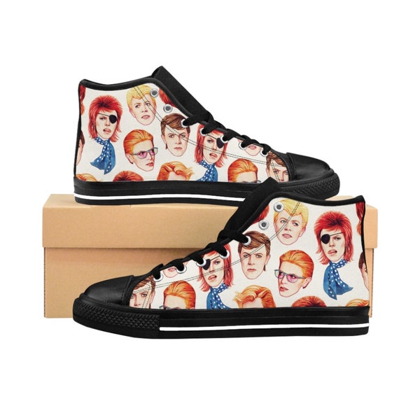 | de chaussures David Bowie Hauts personnalisés David Bowie Converse Style pour hommes et femmes