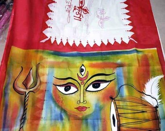 Hand Painted Saree - Etsy