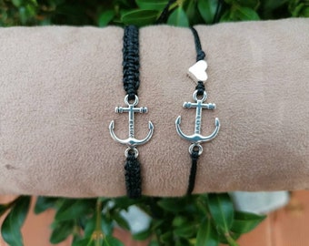 Partnerarmbänder Silber / Armband für Paare / Armband mit Anker / Partnerarmband Anker / Staudenknoterei