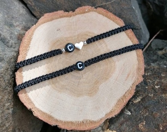 Personalized partner bracelet / partner bracelet with heart / bracelet with initials / perennial knotting