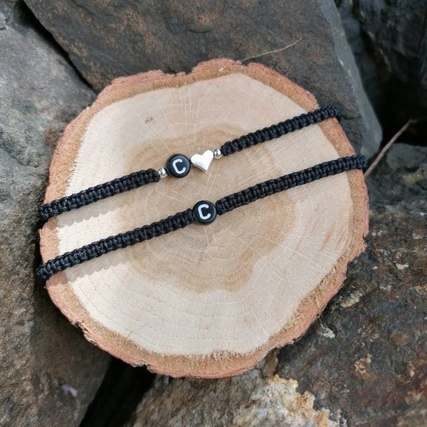 Personalized partner bracelet / Partner bracelet with heart / Bracelet with initials / Perennial knotting