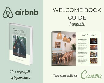 Airbnb Welcome Book Template, Editable Canva Welcome Guide, Air bnb House manual, Superhost eBook, Host signs, Signage, VRBO Vacation Rental