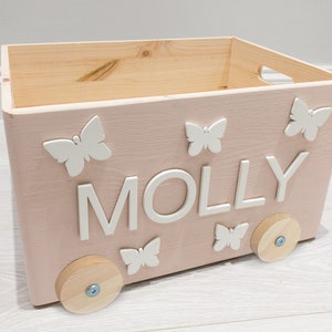 Personalised Wooden Toy Box With Wheels