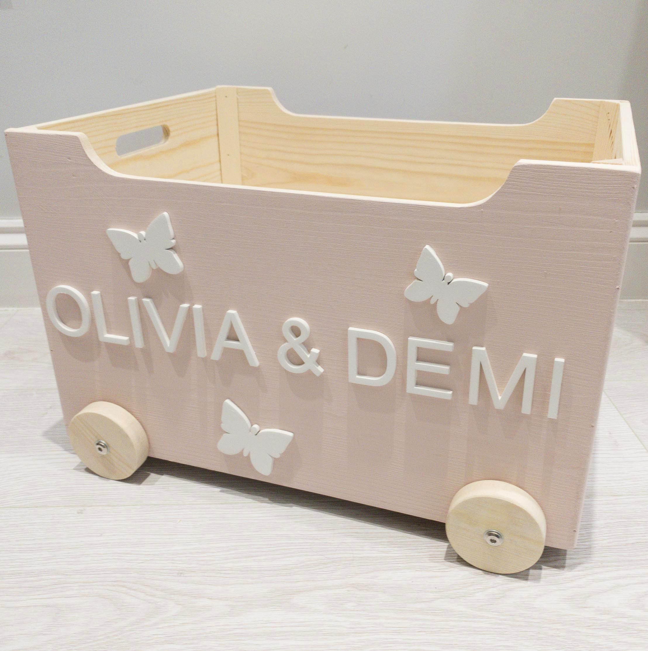 Personalised Wooden Toy Box With Wheels Etsy