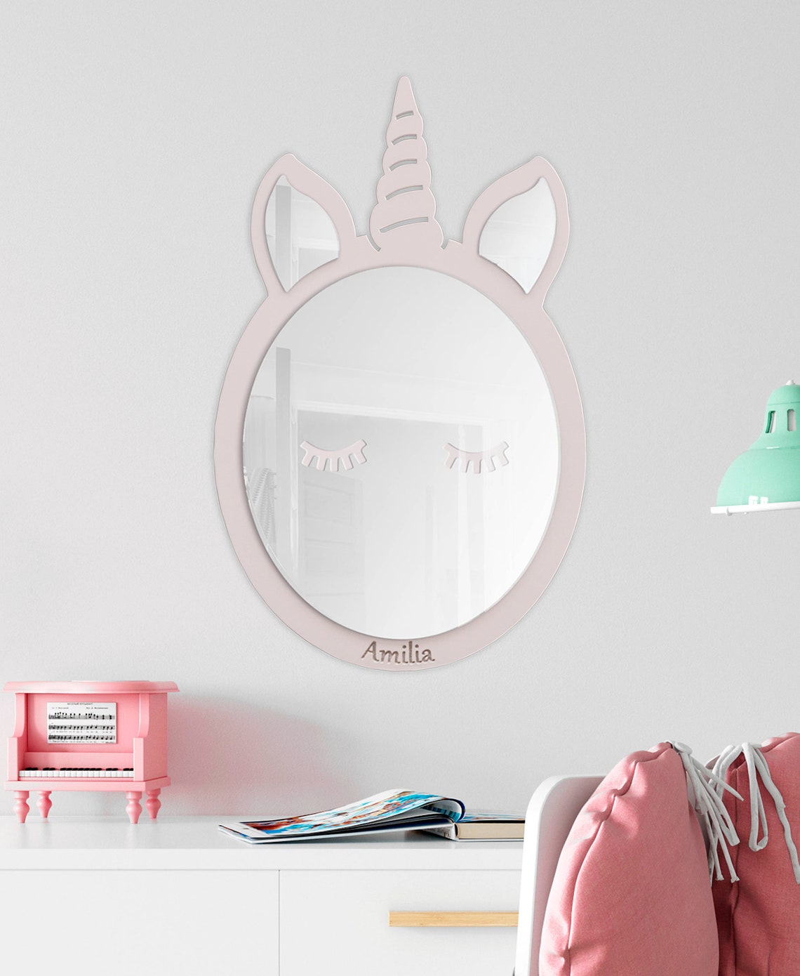 Personalised Children's Wooden Unicorn Mirror Etsy