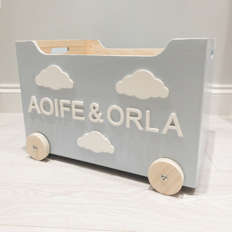 Personalised Wooden Toy Box With Wheels Etsy