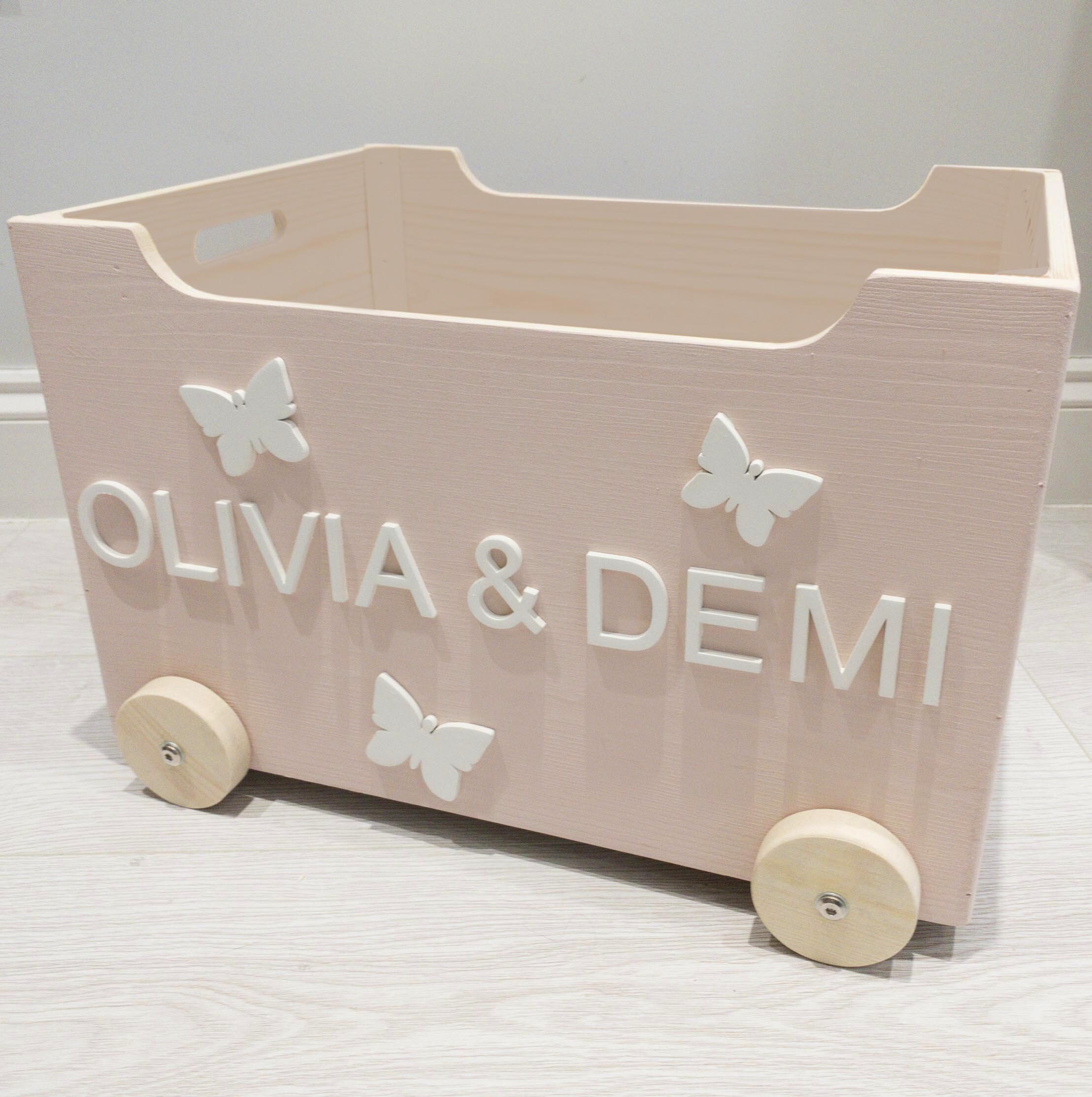 Personalised Wooden Toy Box With Wheels Etsy