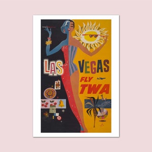 Las Vegas TWA A4 Print vintage retro travel poster decor gift