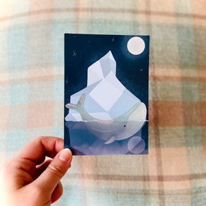 A Chilly Night- A6 Postkarte - Ein Wal in der Arktis - Whale Postkarte