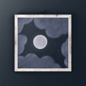 Full Moon Print - Night Sky - Celestial - Stars - Bedroom Decor - Digital