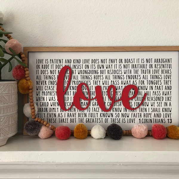 Valentine's Day Sign  Valentine's Mantel Sign Love Sign Living Room Wall Art Holiday Sign