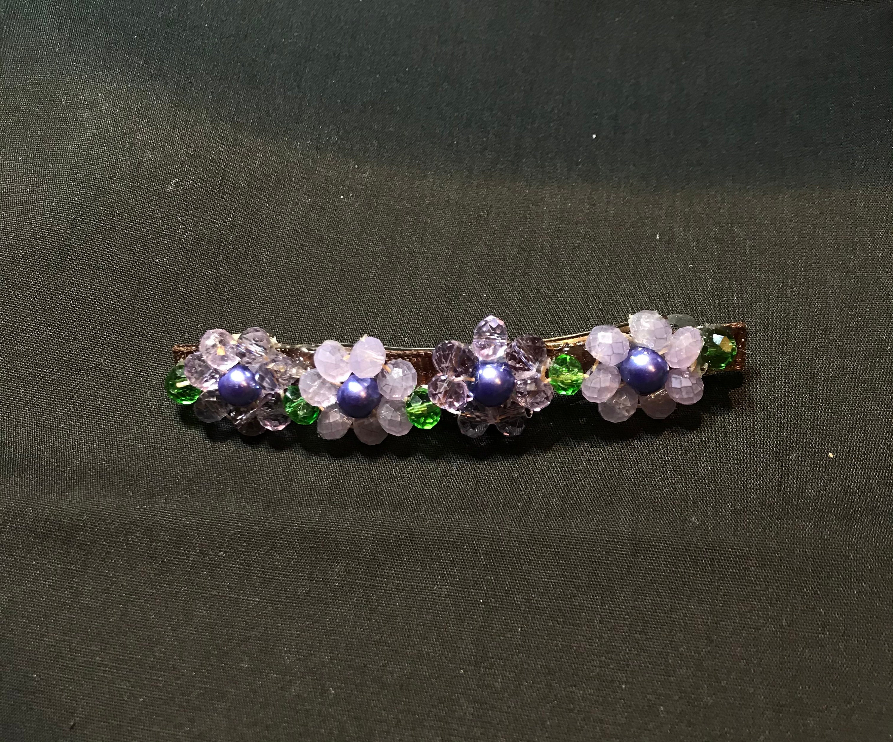 HANDMADE PURPLE FLOWER Hair Barrette Etsy