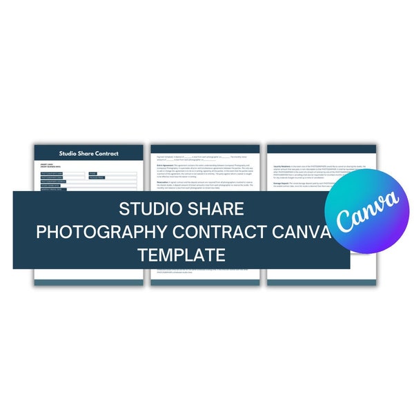 Studio Share Contract for Canva, Mini Session, Photography Studio Share Contract, Photographer Studio Contract Template