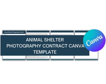 Animal Shelter Photography Contract for Canva, Animal Shelter Contract, Animal Shelter Photography Contract, Pet Photographer