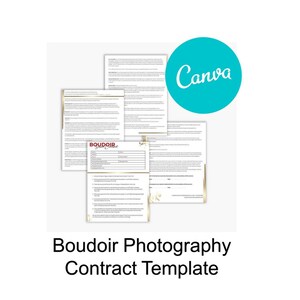 Boudoir Photography Contract,  Canva Template, Boudoir Photographer Contract Template, Digital Download