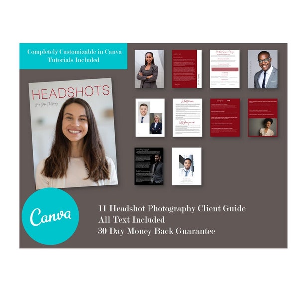 Headshot Photography Client Guide {3rd Edition} | Welcome Packet Canva Template Mockup for Photographers