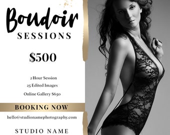 Mall för boudoirmarknadsföring för fotografer, mall för minifotografering för boudoirfotografer