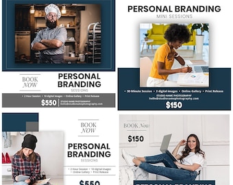 Personal Branding Photography Marketing Templates for Photographers, Personal Branding Photography Mini Session Templates, PSD Templates