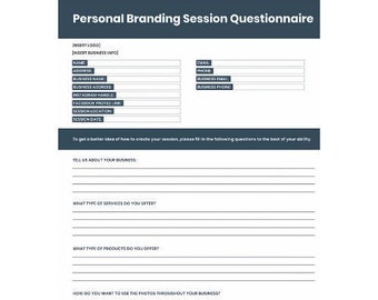 Personal Branding Questionniare for Photographers