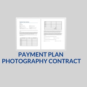 Payment Plan Photography Contract | Editable Session Agreement | Word Template for Photographers