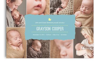 Birth Announcement Card for Photographers - Photoshop Template Design
