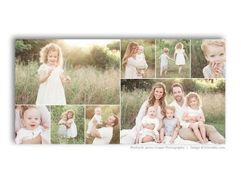 May include: A collage of photos featuring a family with young children. The photos show the family in various settings, including a grassy field, a park, and a home. The photos are arranged in a grid pattern.