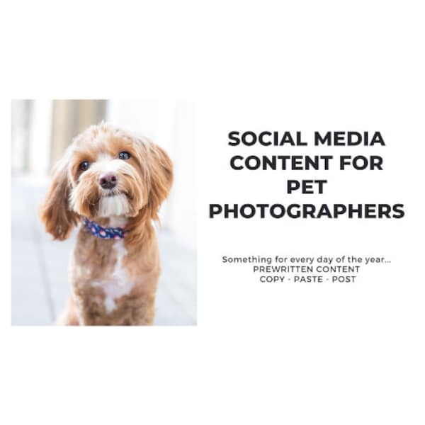 Pet Photography Social Media Content *Copy*Paste*Post - Already Done For You