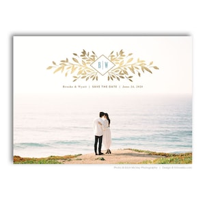 Save The Date Card Photoshop Template - Engagement Announcement Template - For Photographers - Photoshop Required - BROOKE & WYATT