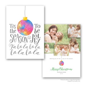 Christmas Card Template for Photographers - MERRY & BRIGHT - JOLLY