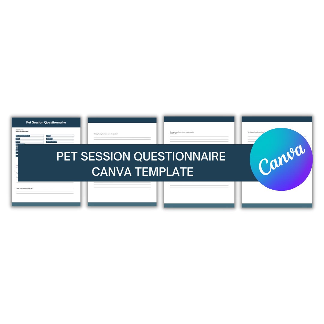 Pet Session Questionnaire for Canva, Pet Photography, Photography