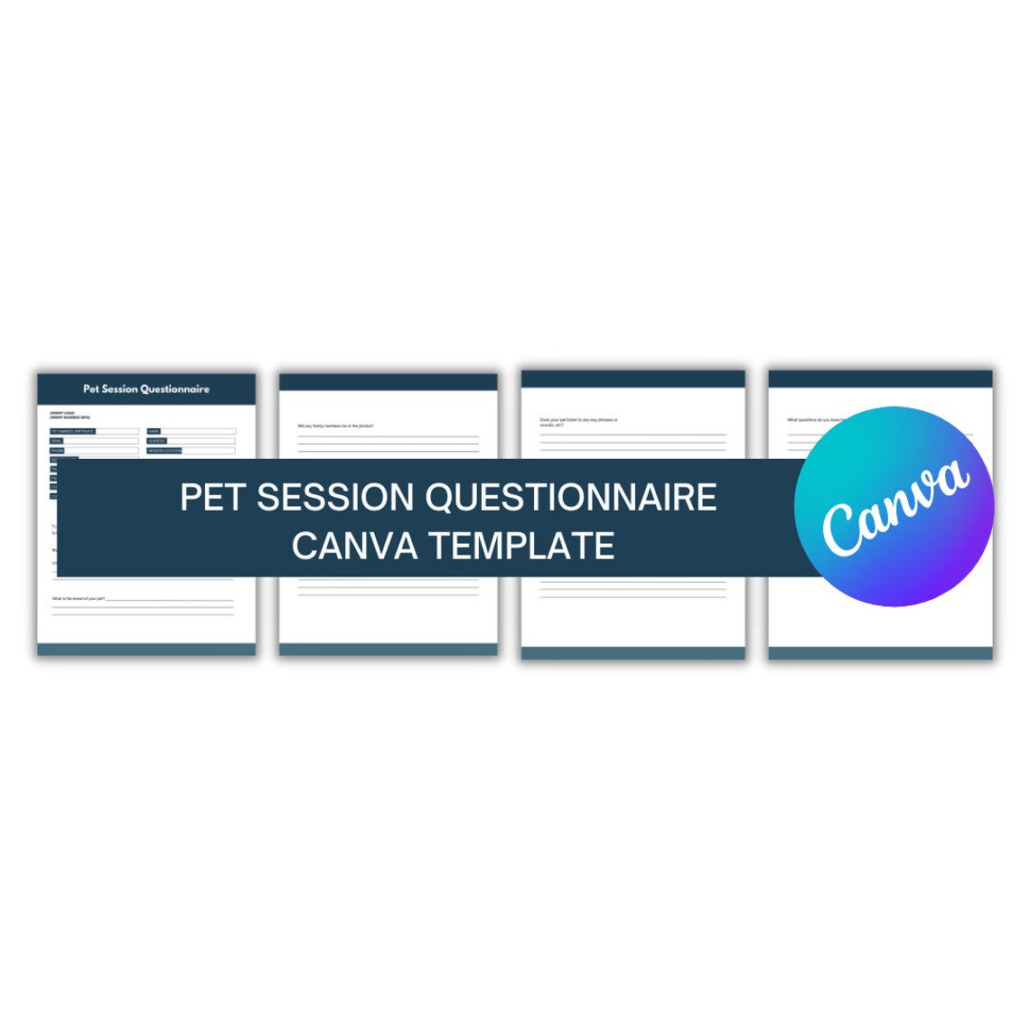 Pet Session Questionnaire for Canva Pet Photography Etsy