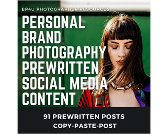 Personal Brand Captions, Photography Content Calendar, Instagram Posts, Done-for-You Statuses, Brand Photographer