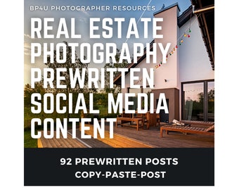 Real Estate Photography Social Media Content *Copy-Paste-Post* -for Photographers, Captions, Planner, Content Calendar