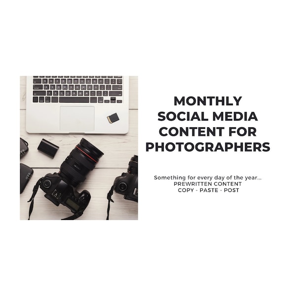 Monthly Non-Niche-Specific Photography Social Media Content, Copy Paste Post, 365 Posts Already Done for You