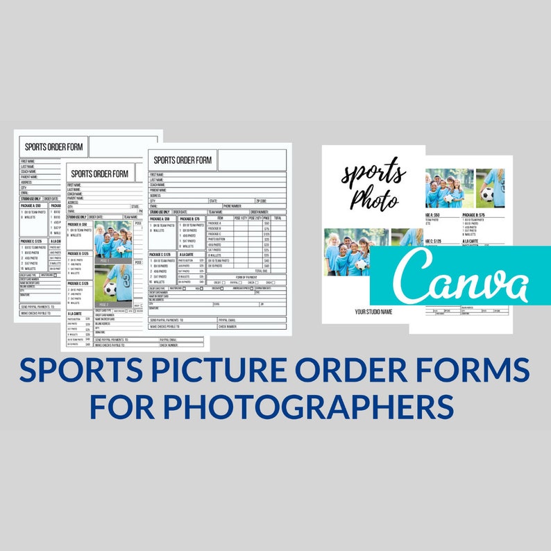 Sports Order Form Templates for CANVA Photographer Picture Etsy