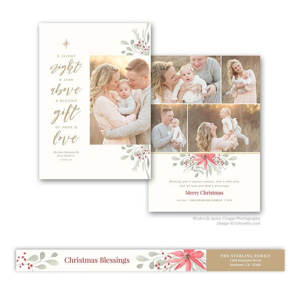 Christian Religious Themed Christmas Photo Card Photoshop Template For Photographers - HOPE & LOVE