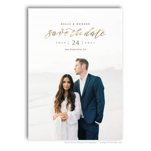 Save The Date Card Template | Wedding Announcement Photoshop Design | Elegant Engagement Invitation