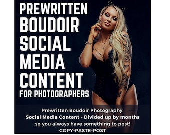 Boudoir Photography Social Media Planner | Monthly Content Calendar, Boudoir Instagram & Facebook Posts