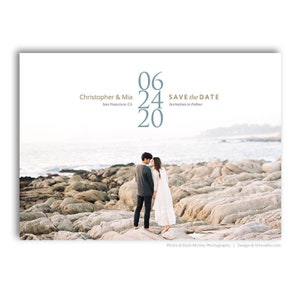 Save The Date Card Photoshop Template - Engagement Announcement Template - For Photographers - Photoshop Required - CHRISTOPHER & MIA