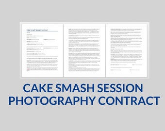 Cake Smash Photography Contract Template, Session Agreement, Photographer Business Forms, Editable Word Doc, Client Legal Form